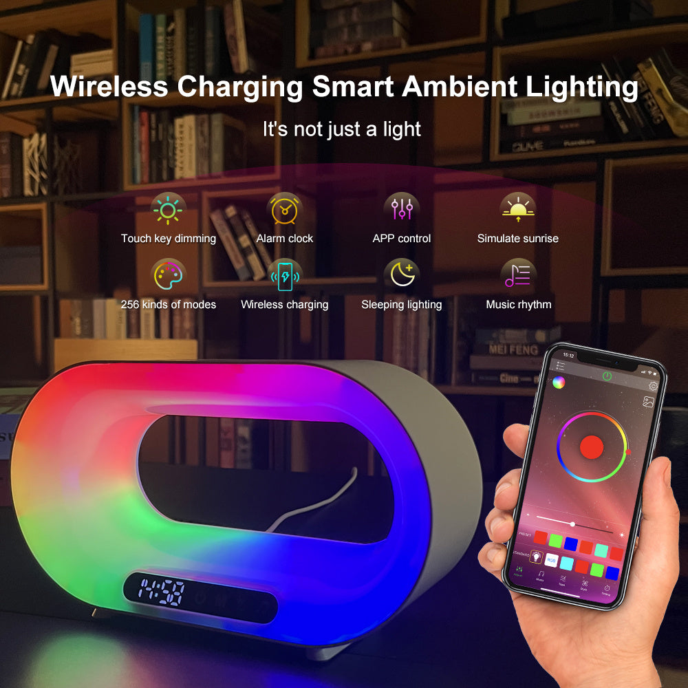 Reveille matin, chargeurs sans file, speakers Bluetooth,3 en 1 ceci est parfait pour vous aider à décompresser le soir avant d’aller dormir ou même le matin !!!